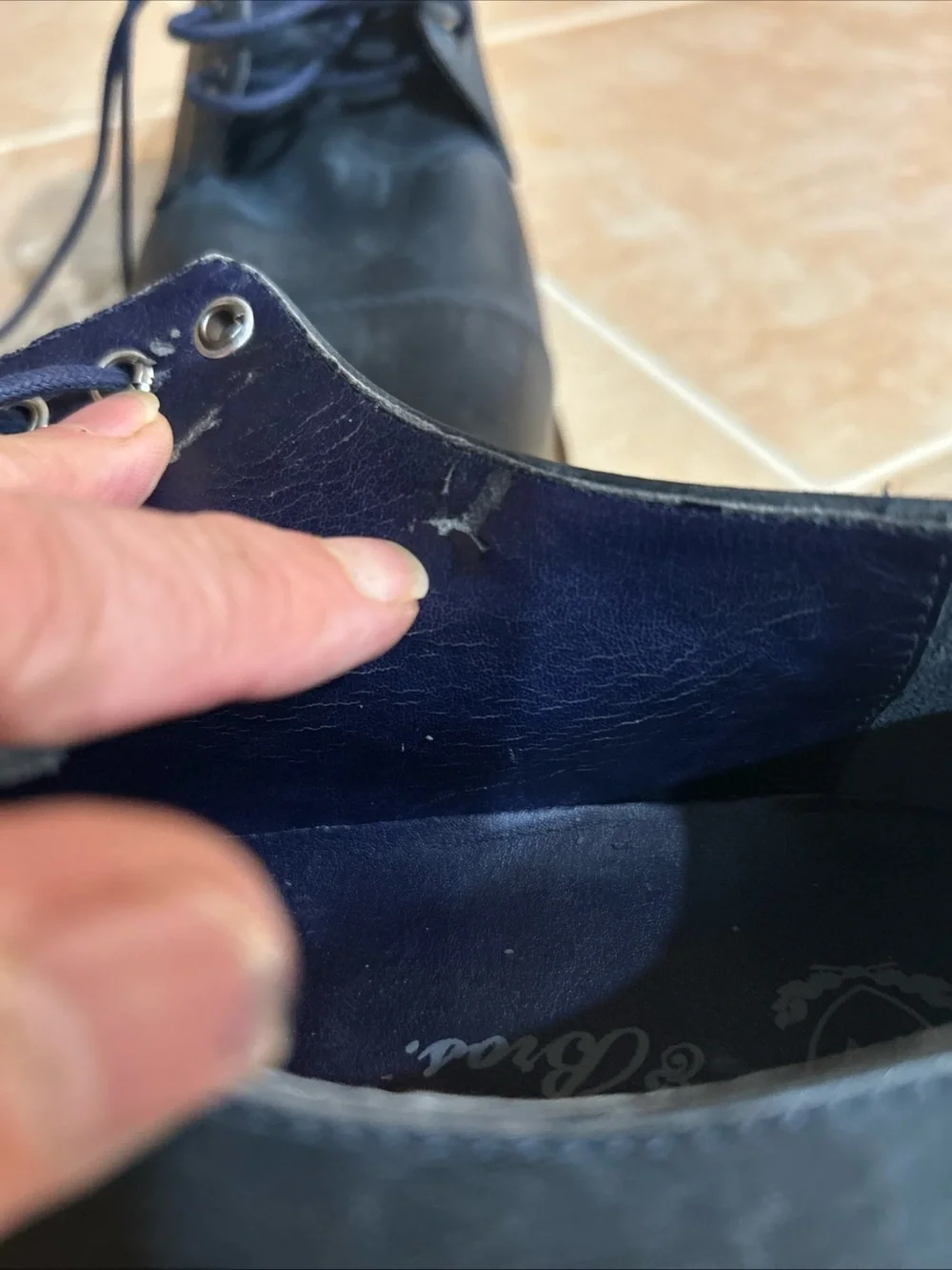 Wallin & bros. Navy Blue Leather Dress Shoes Made In Brazil Lace Up Size 10.5